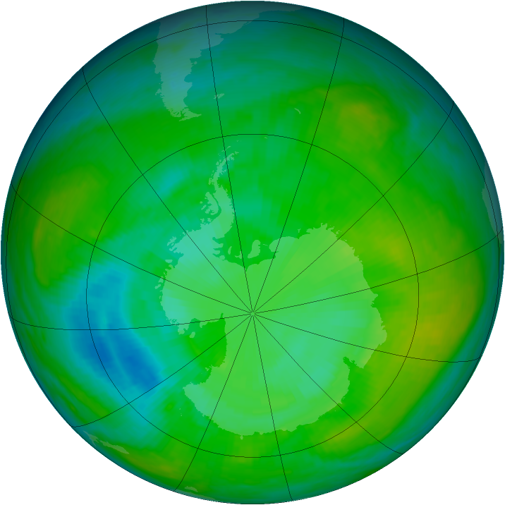 Antarctic ozone map for 13 January 1983